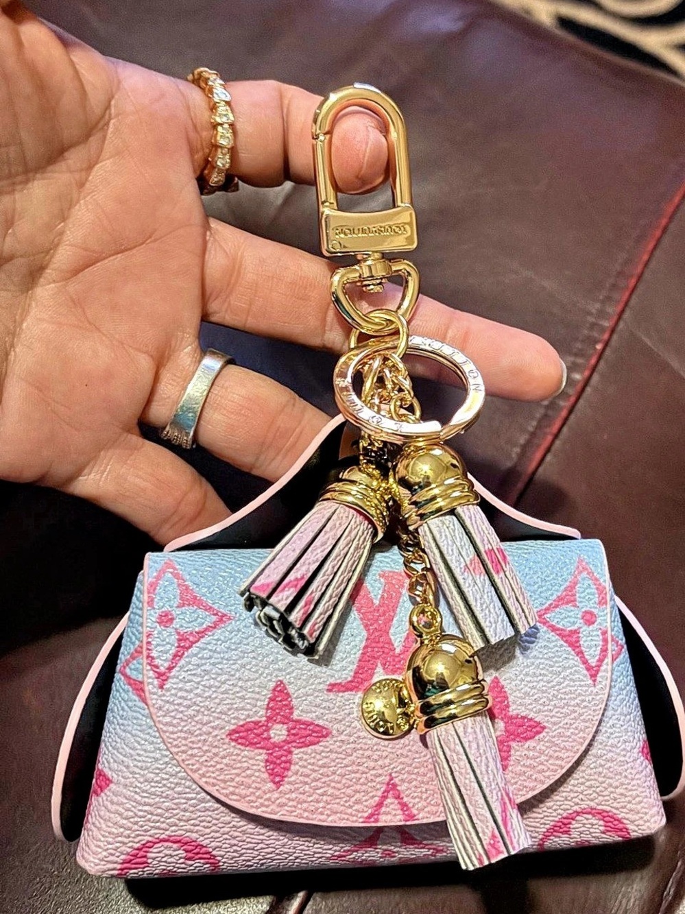 An Inspired designer Louis Vuitton LV Pop Monogram Lipstick Case Pink & Blue